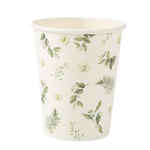8 Copos 255ml Folhas Verde Sálvia 