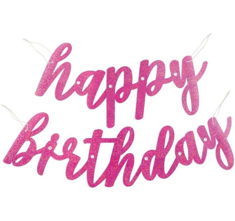 2 Grinaldas Papel 'Happy Birthday' Glitz Pink Glitter