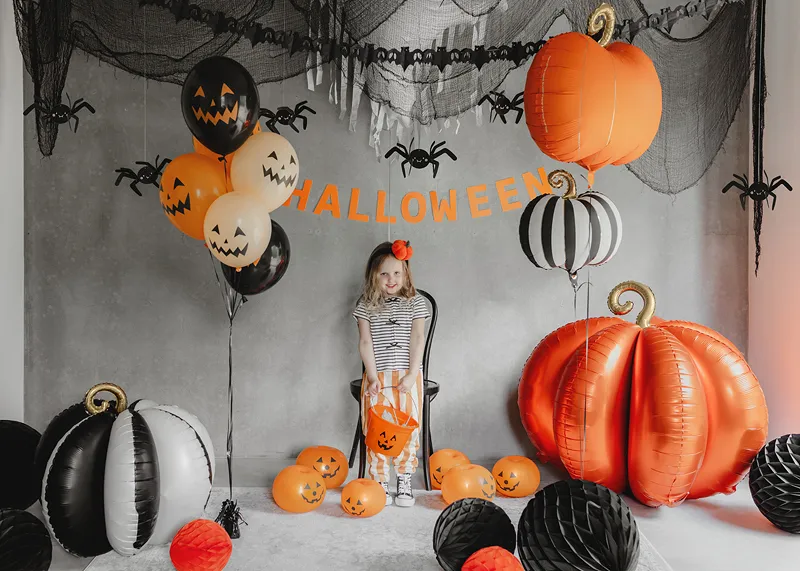 Balão Foil 3D Standing 90cm Abóbora Laranja - Halloween