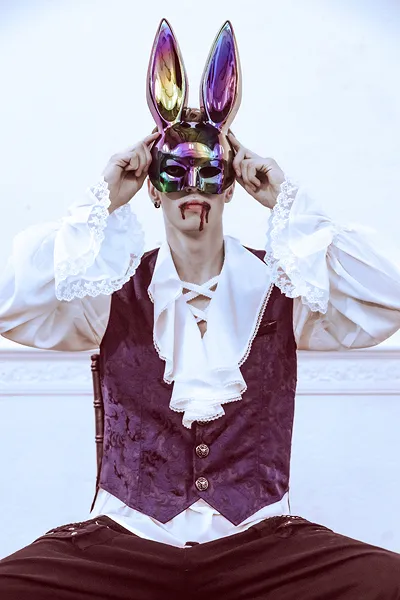 Máscara Halloween 16,5x34cm Coelho Preto