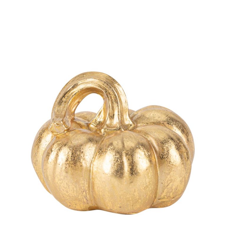 Abóbora Resina Dourada Ø10x8,5cm