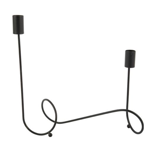 Suporte de Vela Duplo Metal Preto 27,5x30cm