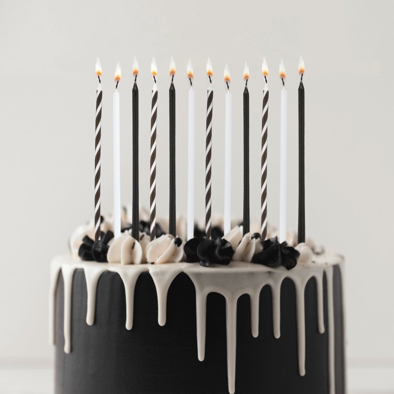 12 Velas de Aniversário 15cm Pretas