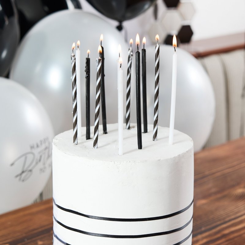 12 Velas de Aniversário 15cm Pretas
