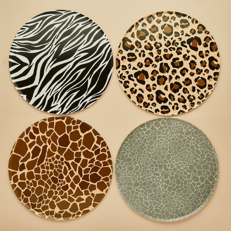 8 Pratos 22,5cm Animal Print