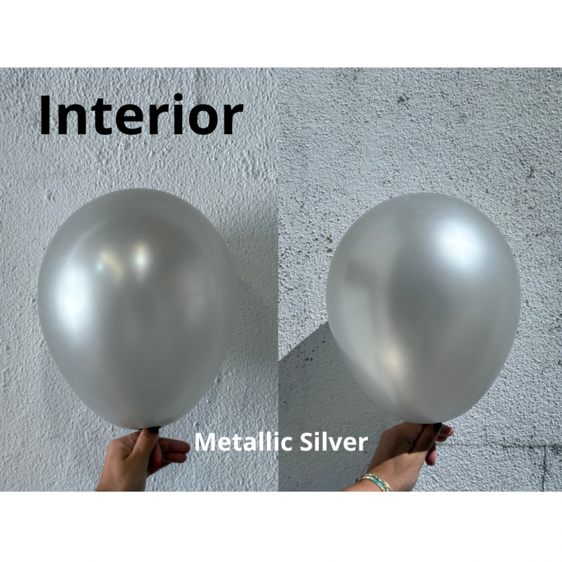 100 Balões latex 5'' (12cm) Metallic Silver