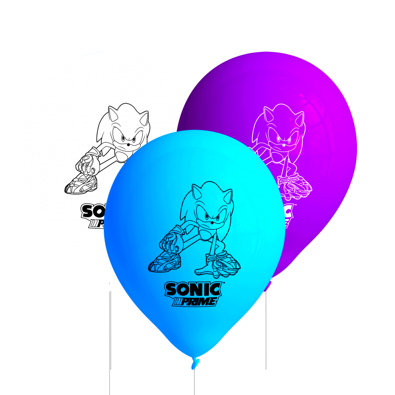 8 Balões Latex 11'' Sonic The Hedgehog
