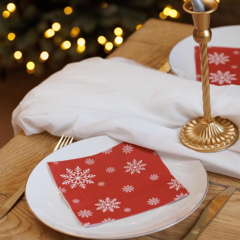 20 Guardanapos 33cm Flocoso de Neve - Natal