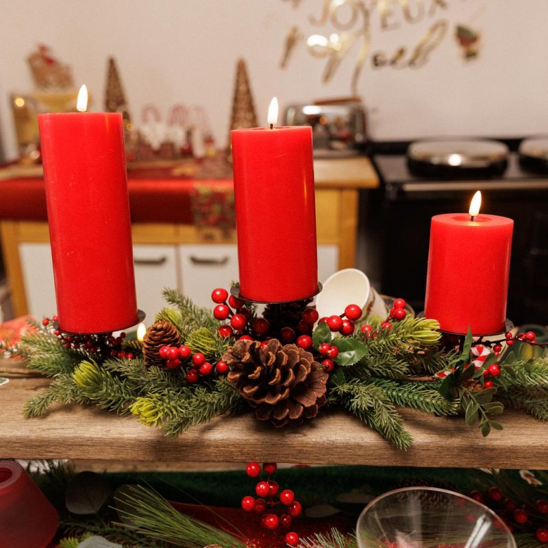 3 Castiçais metal 60cm Natal