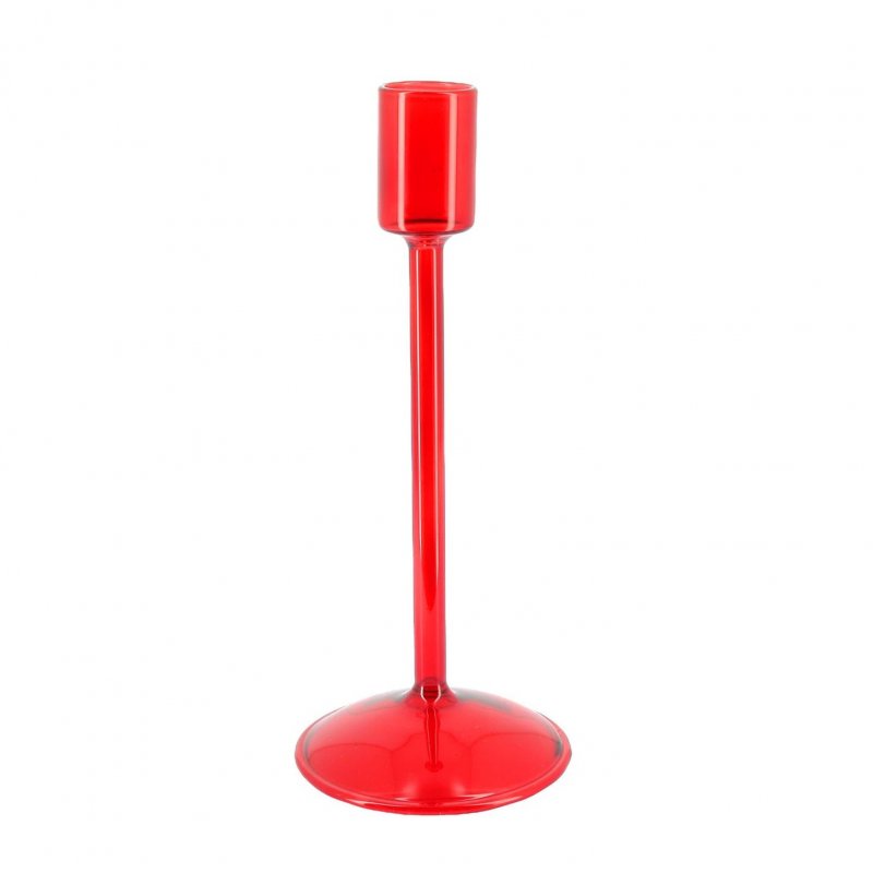 Castiçal de vidro Vermelho 8,5x20cm