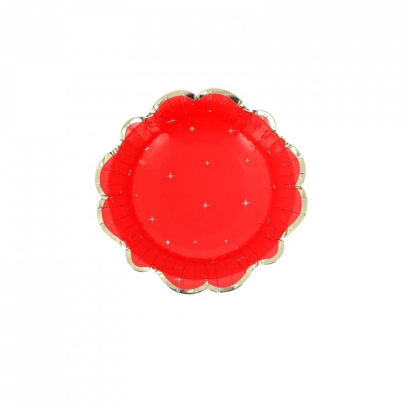 8 Taças 13,5cm Vermelho & Dourado