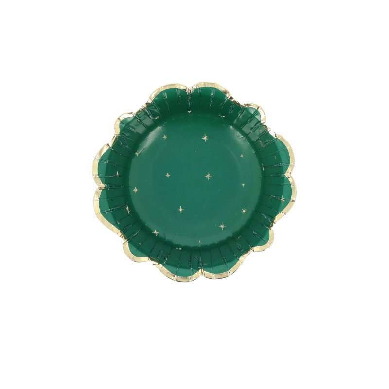 8 Taças 13,5cm Verde & Dourado