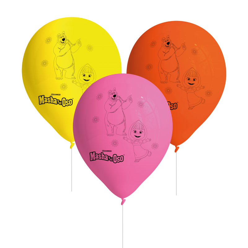 8 Balões Latex 11'' Masha e o Urso