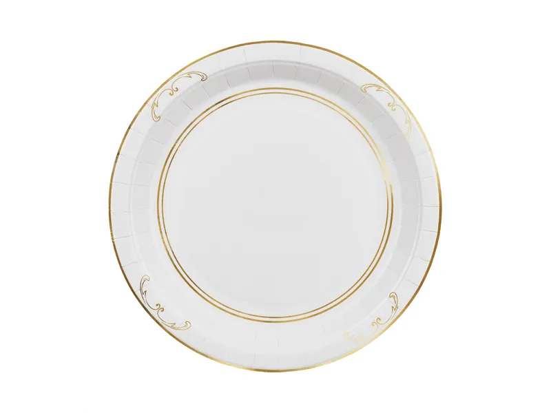 6 Pratos 23cm Brancos com ornamento