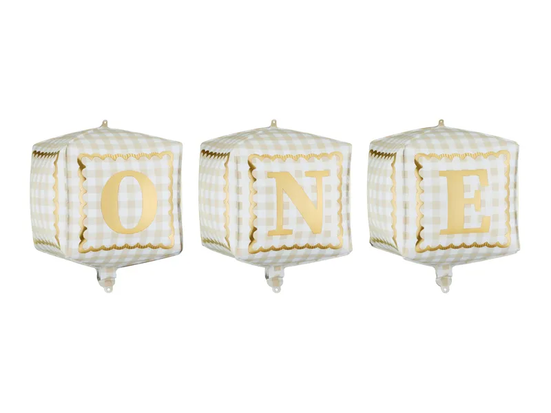 3 Balões Foil 34x36cm 'ONE' - 1º Aniversário Vichy