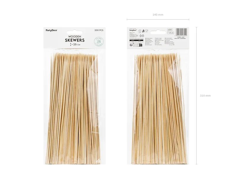 200 Espetos de Madeira 25cm