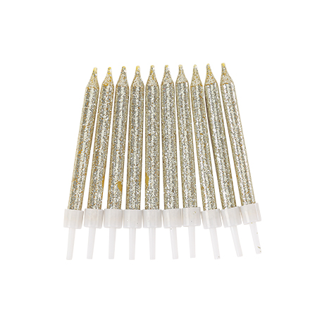 6 Velas de Aniversário 6cm Dourado Glitter
