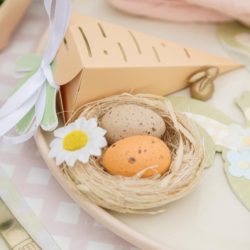 2 Ninhos e Ovos e Margarida em Palha 6,5cm