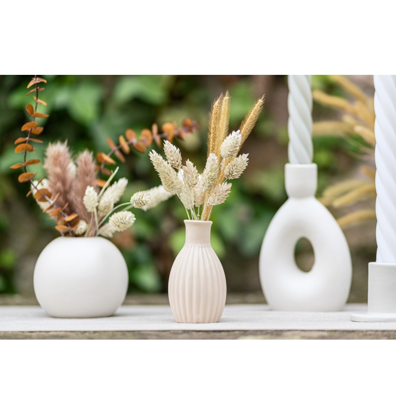 Vaso de Cerâmica 4,5x8,5cm Branco Riscado