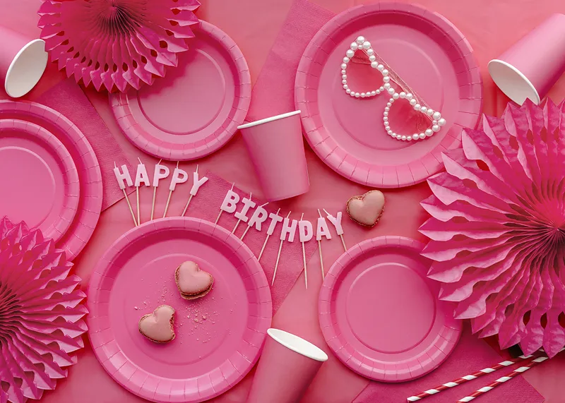 6 Pratos 18cm Rosa Choque