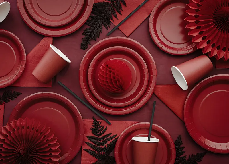 6 Pratos 23cm Vermelho Escuro