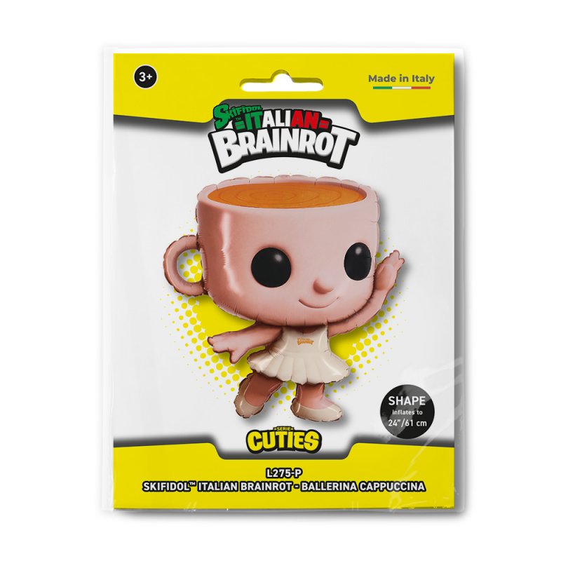 Balão Foil  54x56cm Skifidol TM Italian Brainrot - Ballerina Cappuccina