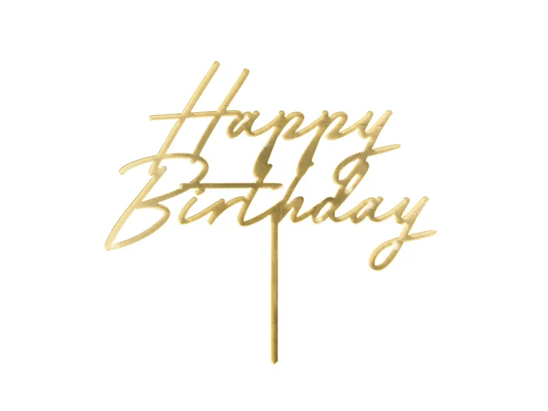 Topo de bolo 18x16,5cm ''Happy Birthday'' Dourado