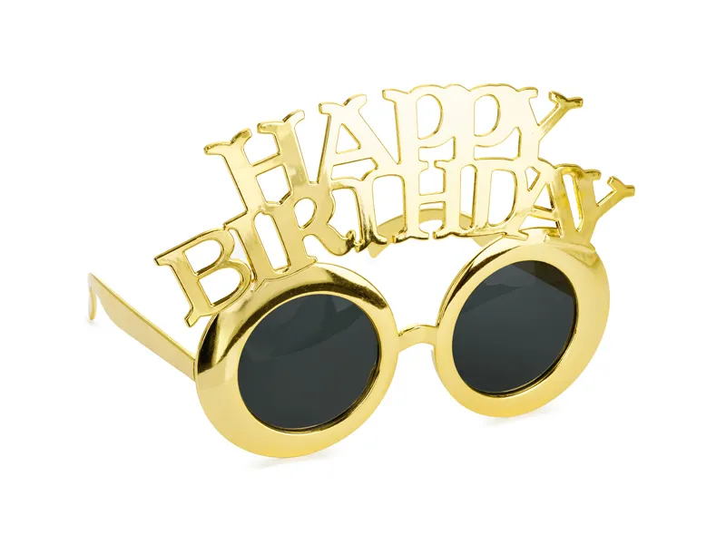 Óculos Happy Birthday 16,5x11,5cm Dourados