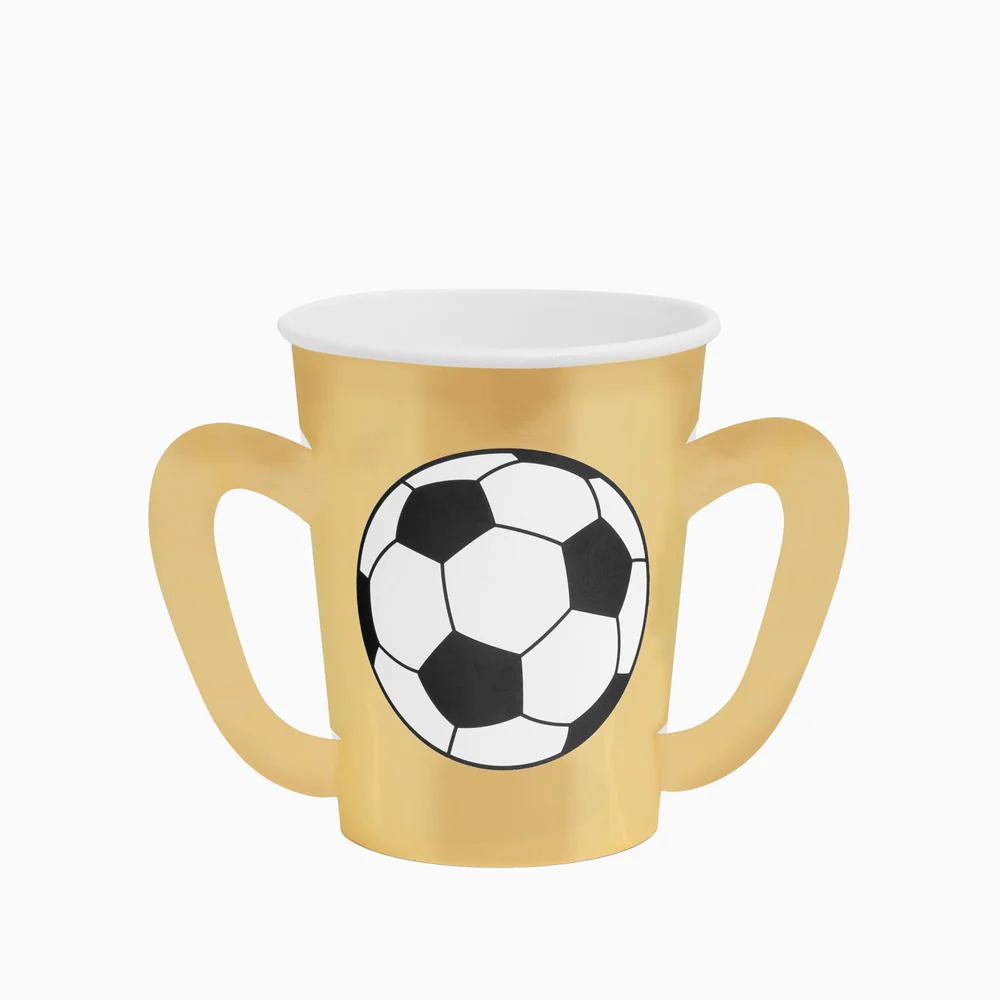 6 Copos 270cc Taças Futebol Dourado