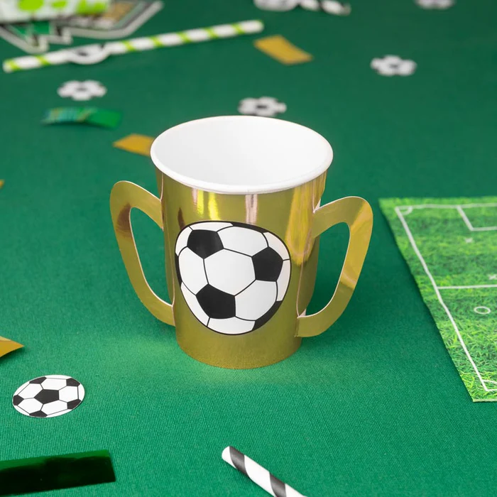6 Copos 270cc Taças Futebol Dourado