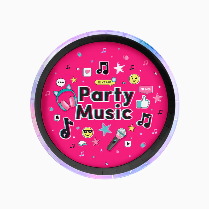 6 Pratos 23cm Music Party