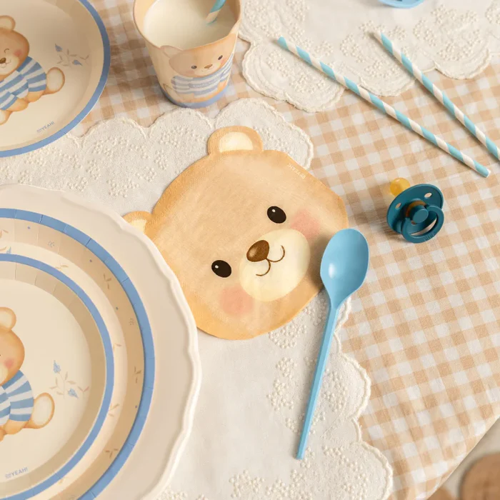 20 Guardanapos 33cm Urso Baby Nude Azul