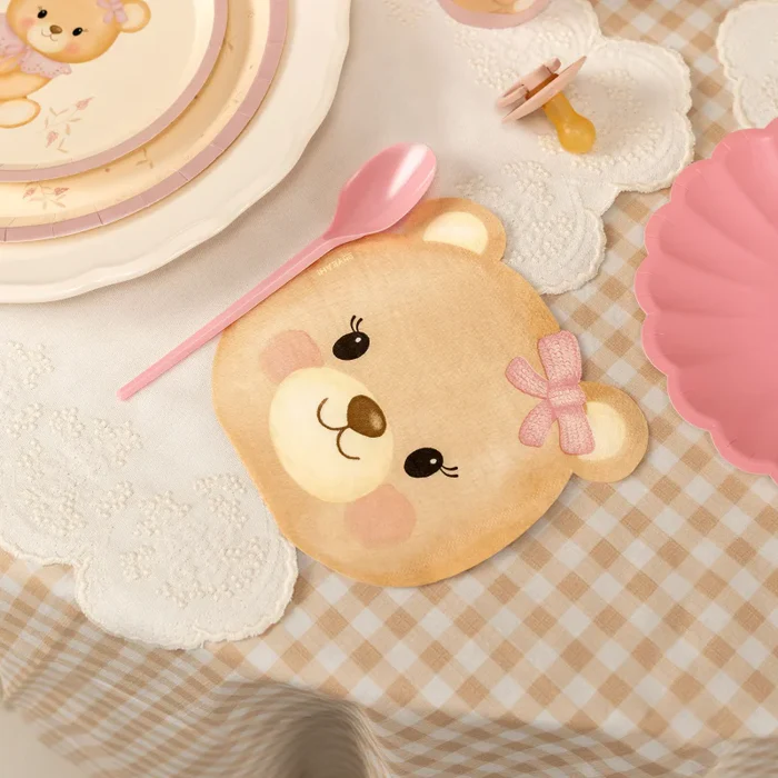 20 Guardanapos 33cm Urso Baby Nude Rosa