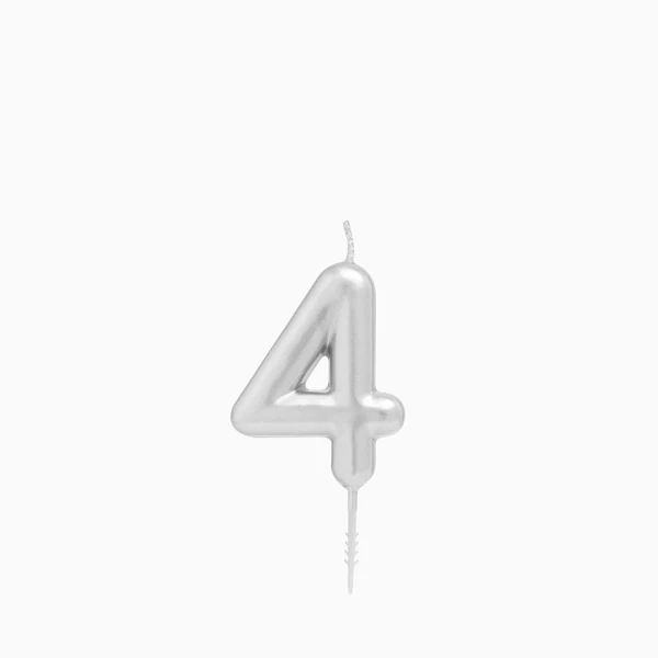 Vela de Aniversário Prateado 6cm nº4
