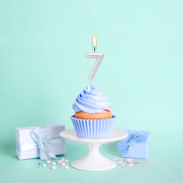 Vela de Aniversário Prateado 6cm nº7