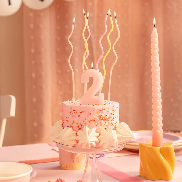 Vela de Aniversário Rosa Pastel 6cm nº6