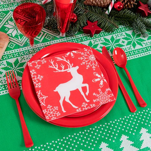 12 Colheres Plástico 17,5cm Vermelho