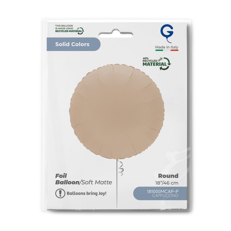 Balão Foil Redondo 18'' Soft Matte Cappuccino - Bege