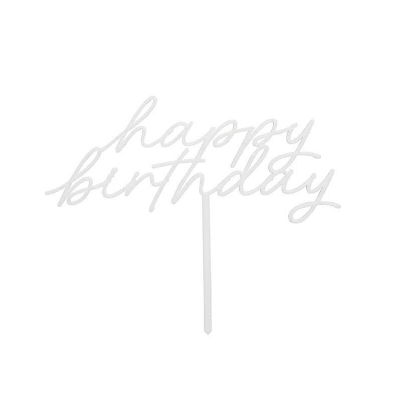 Topo de Bolo 18x15cm Happy Birthday Branco