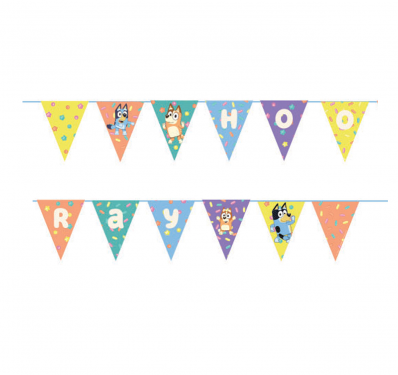 Bandeira Triângulo 1,83cm Bluey e Bingo