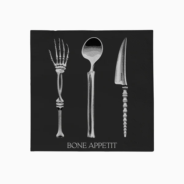 20 Guardanapos 33cm Bone Appétit Preto - Halloween