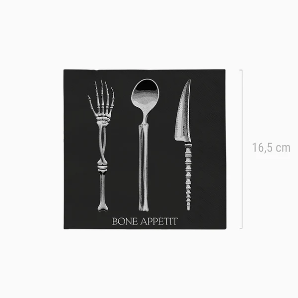 20 Guardanapos 33cm Bone Appétit Preto - Halloween