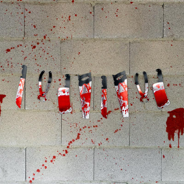 Grinalda de Papel 3m com 8 Facas Ensanguentadas - Halloween