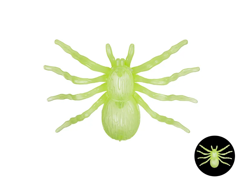 4 Aranhas de plástico 10x6,5cm Brilham no Escuro