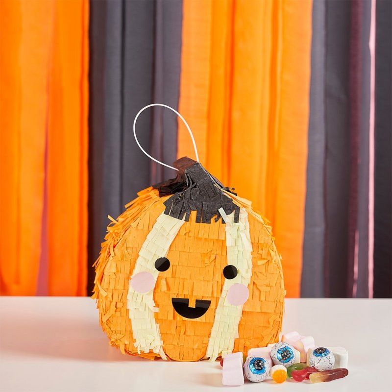Mini Pinhata 3D 21,5x20cm Abóbora com Autocolantes - Halloween