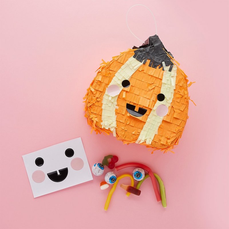 Mini Pinhata 3D 21,5x20cm Abóbora com Autocolantes - Halloween