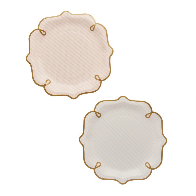 8 Pratos Papel Riscas Pastel - Rococo