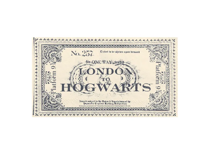 20 Guardanapos de Papel 33x40cm Bilhete Hogwarts Harry Potter