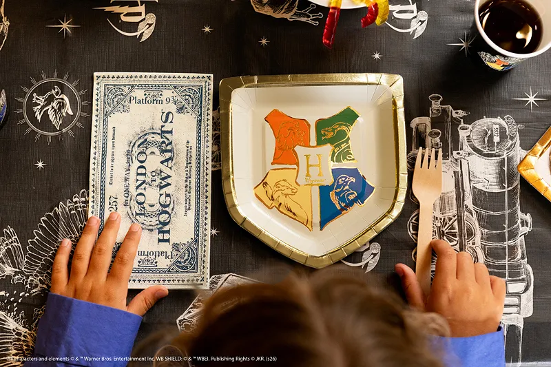 6 Pratos de Papel 26x18cm Brasão Hogwarts Harry Potter