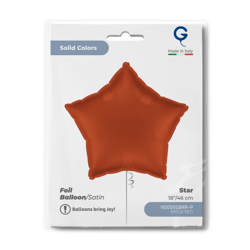 Balão Foil 18'' Estrela Satin Brick Red - Vermelho Escuro